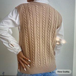 SHEIN Cable Knit Beige Sweater Vest